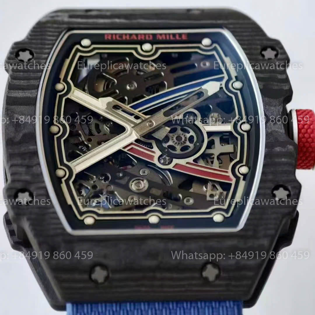 Réplique Richard Mille RM67-02, cadran France, version 1:1, meilleure version, usine VAF, bracelet en carbone noir et bleu