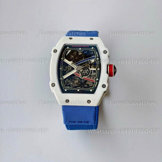 Replica Richard Mille RM67-02  France Dial  1:1 Best Version VAF Factory White Carbon Blue Strap