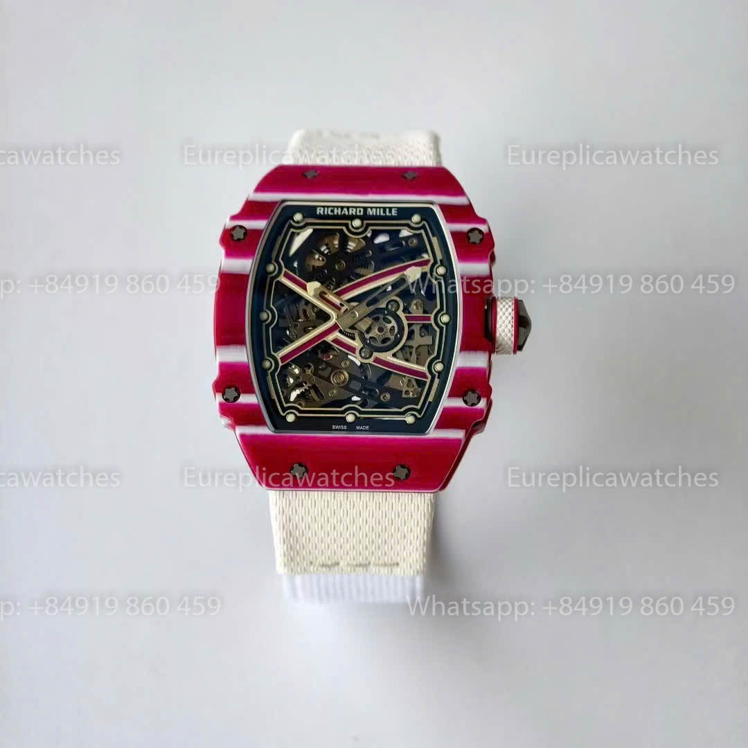Replica Richard Mille RM67-02 Red Carbon Case  1:1 Best Version VAF Factory White Strap