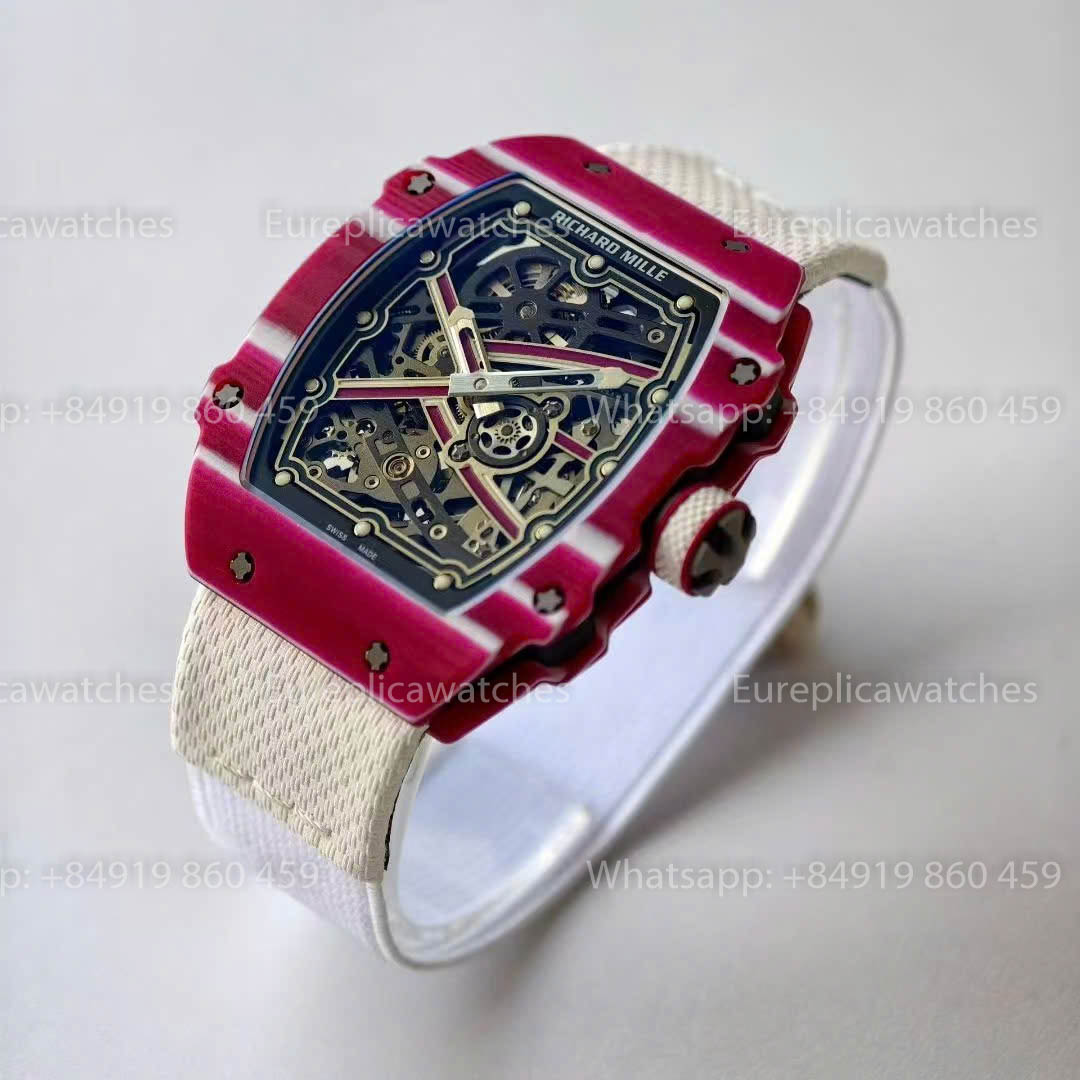 Replica Richard Mille RM67-02 Red Carbon Case  1:1 Best Version VAF Factory White Strap