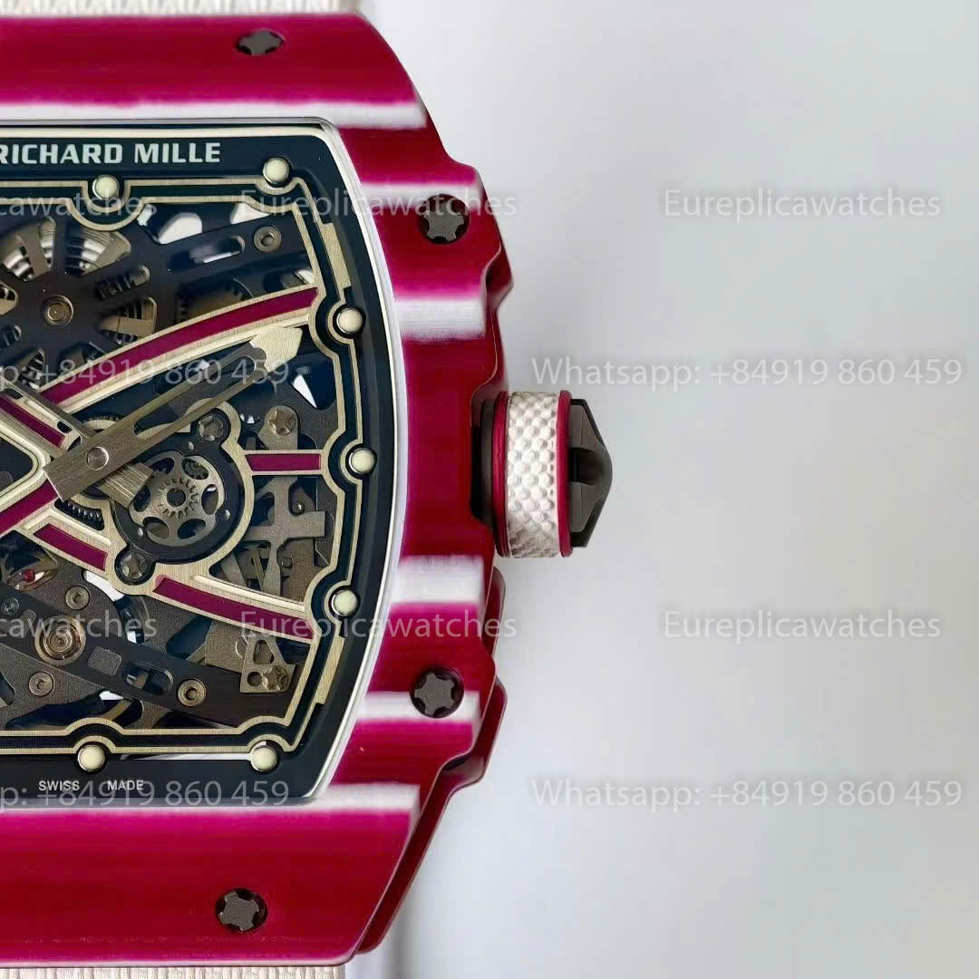 Replica Richard Mille RM67-02 Red Carbon Case  1:1 Best Version VAF Factory White Strap