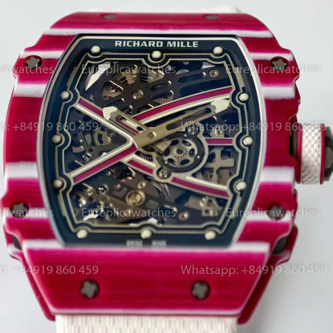 Replica Richard Mille RM67-02 Red Carbon Case  1:1 Best Version VAF Factory White Strap