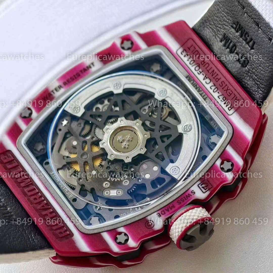 Replica Richard Mille RM67-02 Red Carbon Case  1:1 Best Version VAF Factory White Strap
