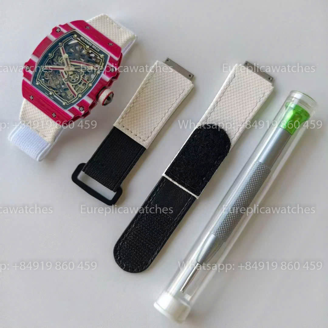Replica Richard Mille RM67-02 Red Carbon Case  1:1 Best Version VAF Factory White Strap