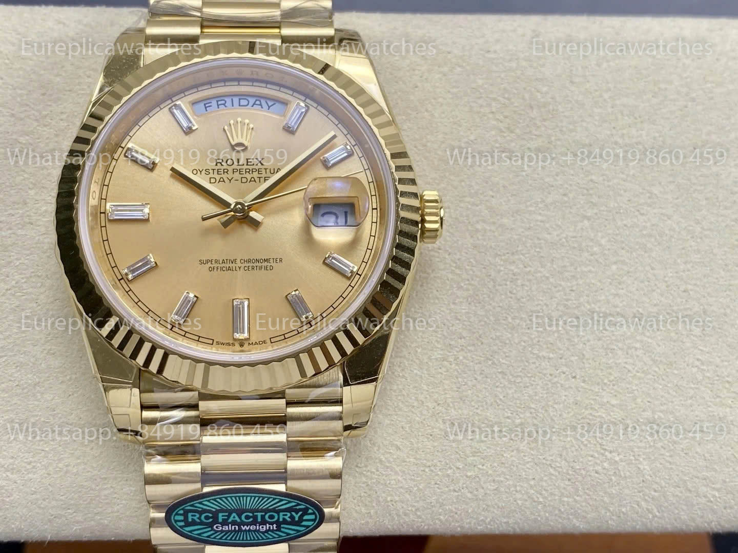 RC Factory Rolex Yellow Gold Day Date 40 228238-0005 Sundust Dial  1:1 Best Version 211 gram