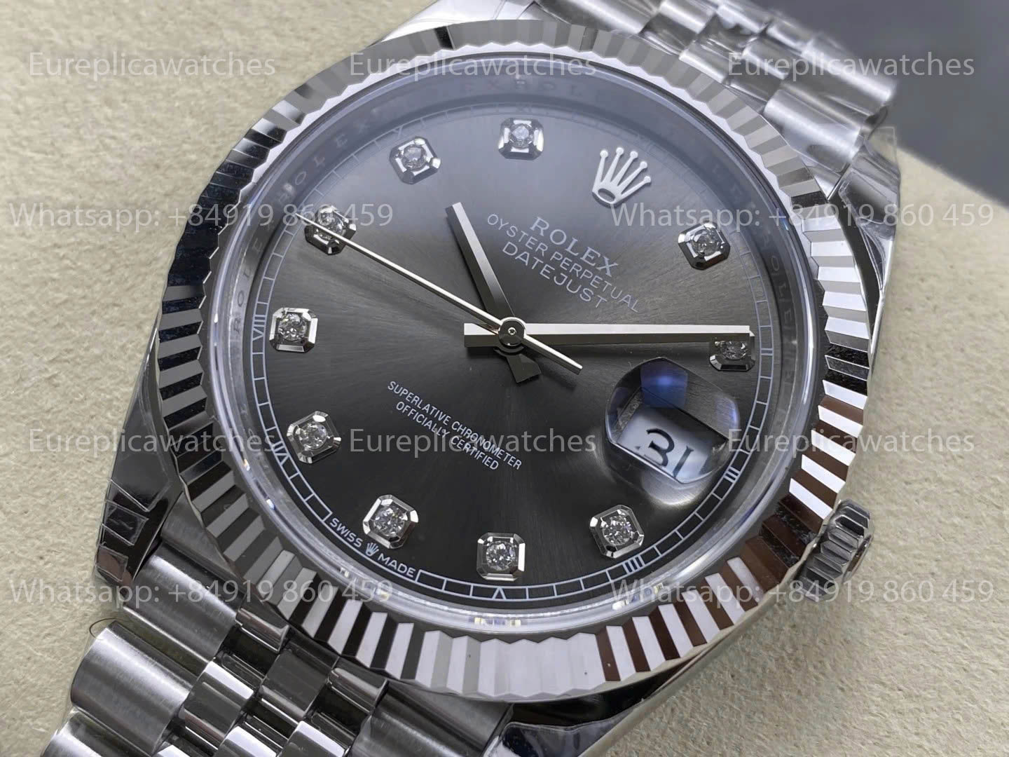 VSF Rolex Datejust 41 M126334 -126334 Cadran gris diamants, réplique 1:1, meilleure version, VS Factory V2 3235