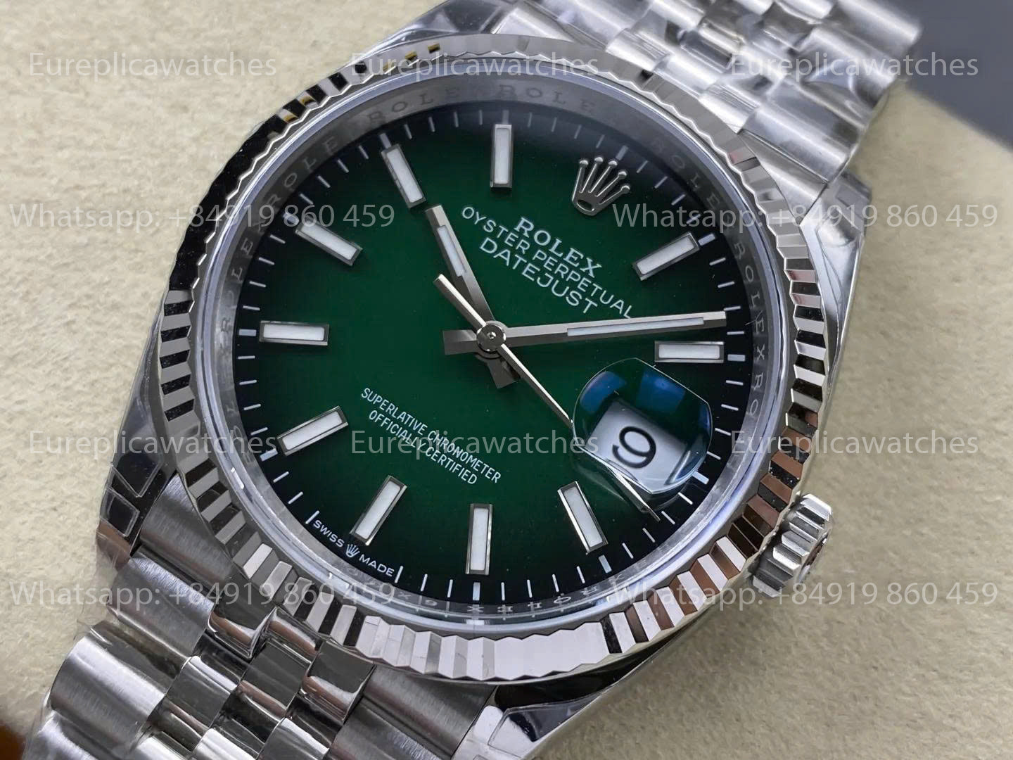 VS Factory - Rolex DateJust 36 SS 126234 VSF V2 Cadran Vert Dégradé sur Bracelet Jubilé