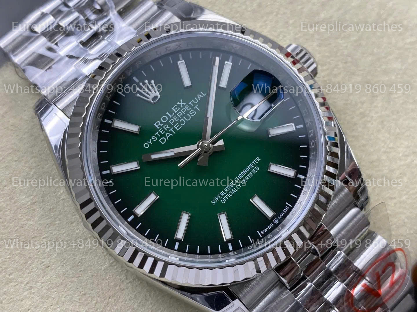 VS Factory - Rolex DateJust 36 SS 126234 VSF V2 Cadran Vert Dégradé sur Bracelet Jubilé