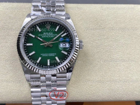 VS Factory - Rolex DateJust 36 SS 126234 VSF V2 Gradient Green Dial on Jubilee Strap