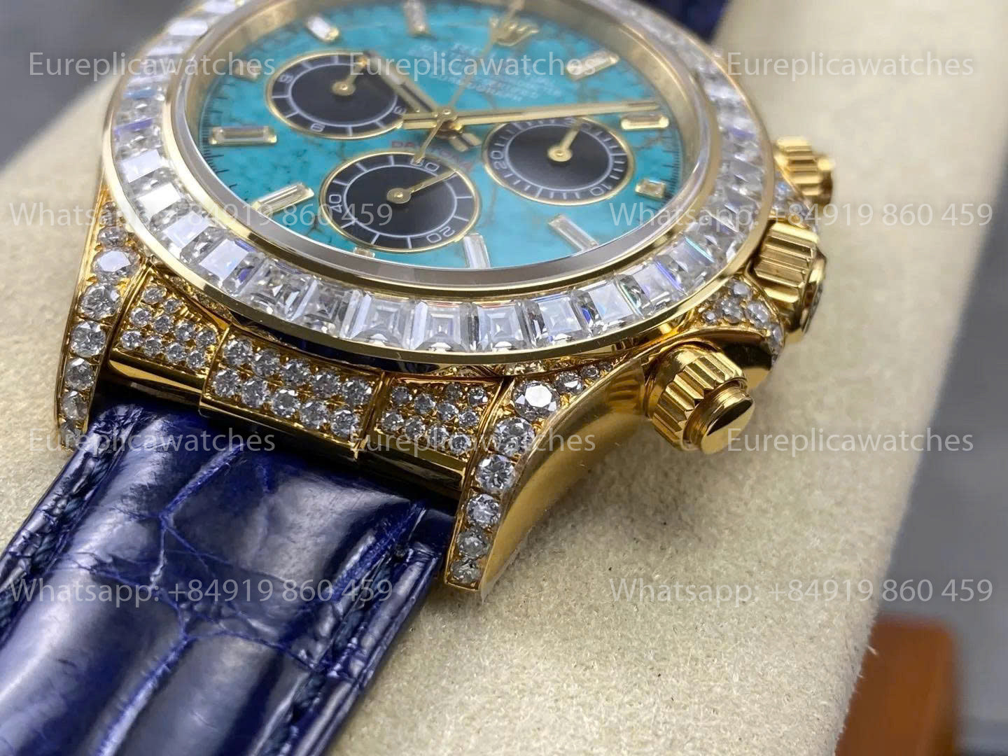 Usine PPM - Rolex Daytona Cadran Turquoise – Lunette Moissanite Diamant