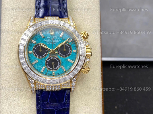 PPM Factory - Rolex Daytona Turquoise Dial – Moissanite Diamond Bezel
