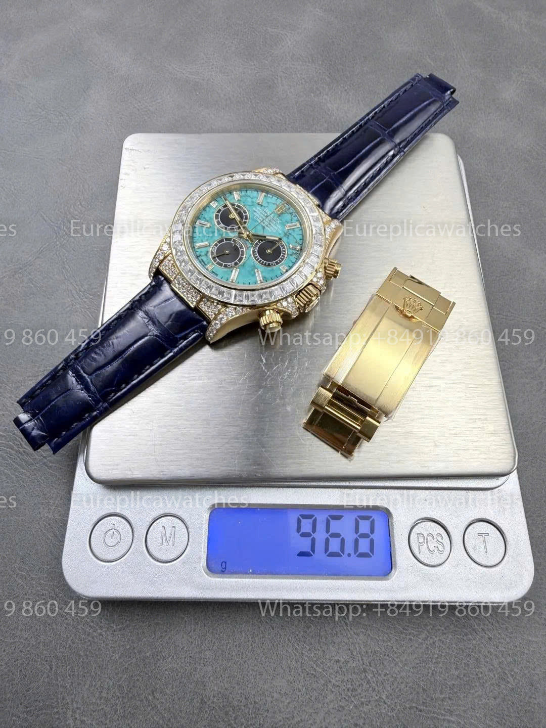 Usine PPM - Rolex Daytona Cadran Turquoise – Lunette Moissanite Diamant