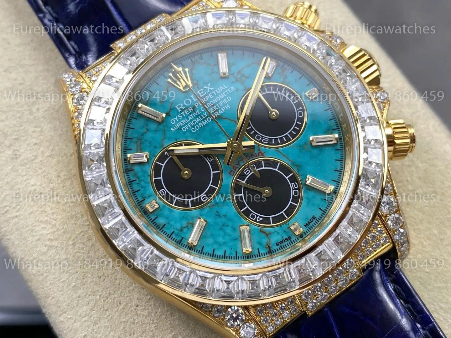 Usine PPM - Rolex Daytona Cadran Turquoise – Lunette Moissanite Diamant