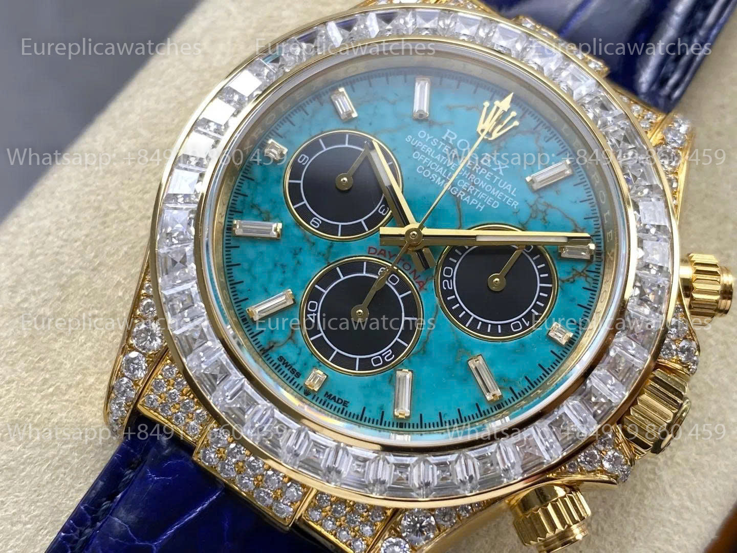 Usine PPM - Rolex Daytona Cadran Turquoise – Lunette Moissanite Diamant