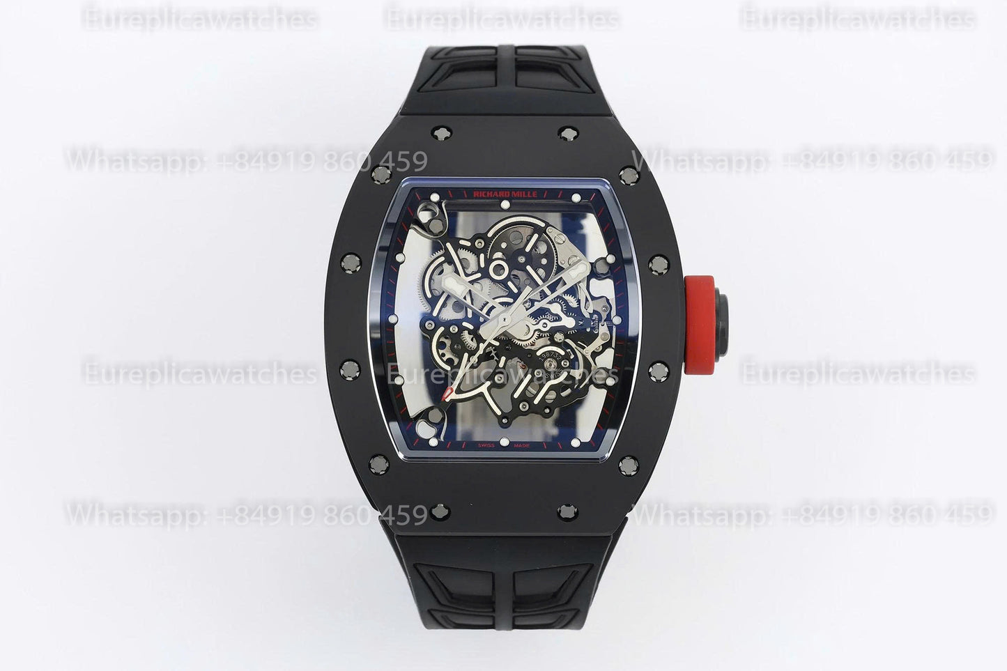 ZF Factory - RICHARD MILLE RM055 NTPT V3 Boîtier en céramique noire Couronne rouge