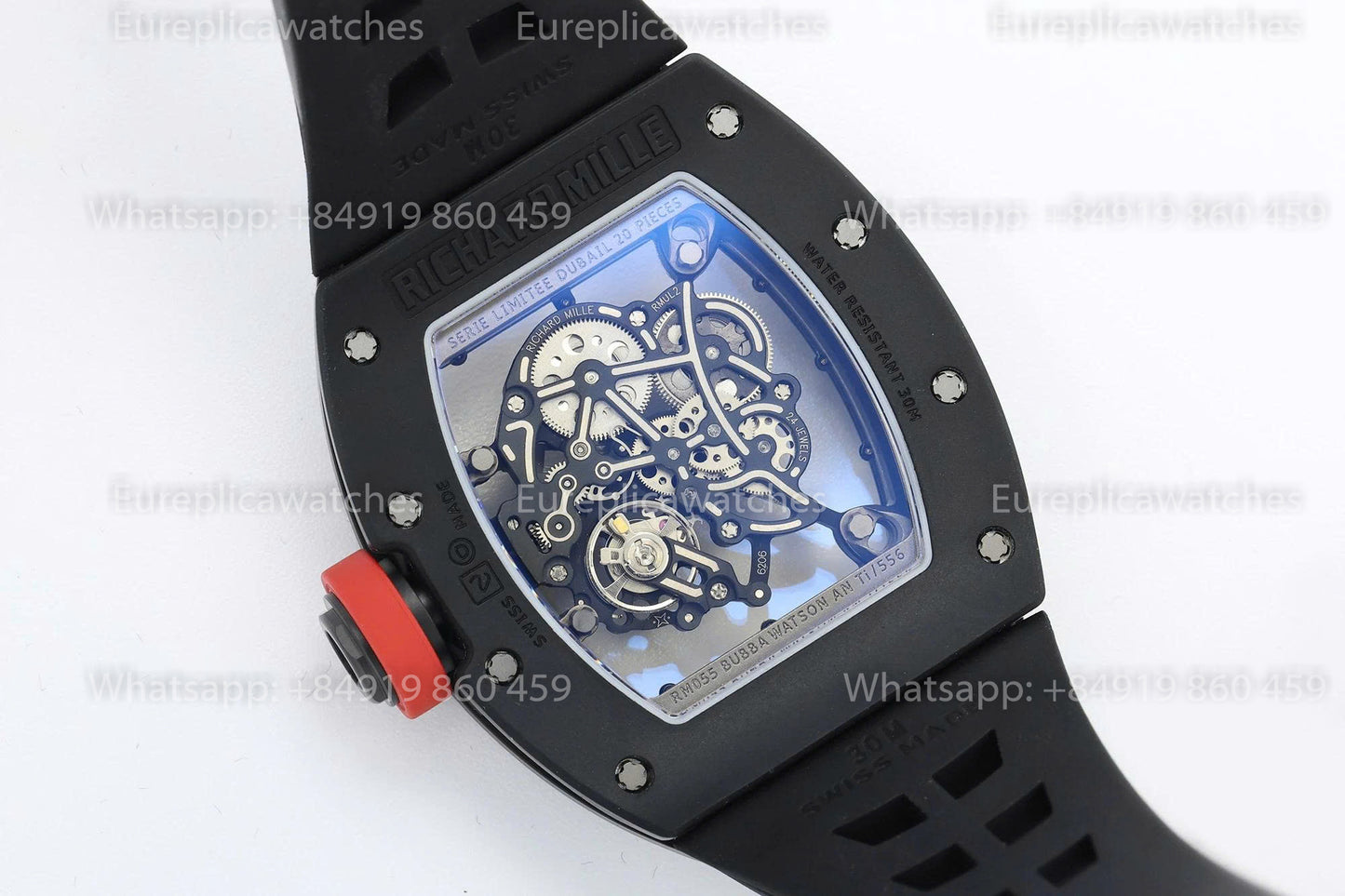 ZF Factory - RICHARD MILLE RM055 NTPT V3 Boîtier en céramique noire Couronne rouge