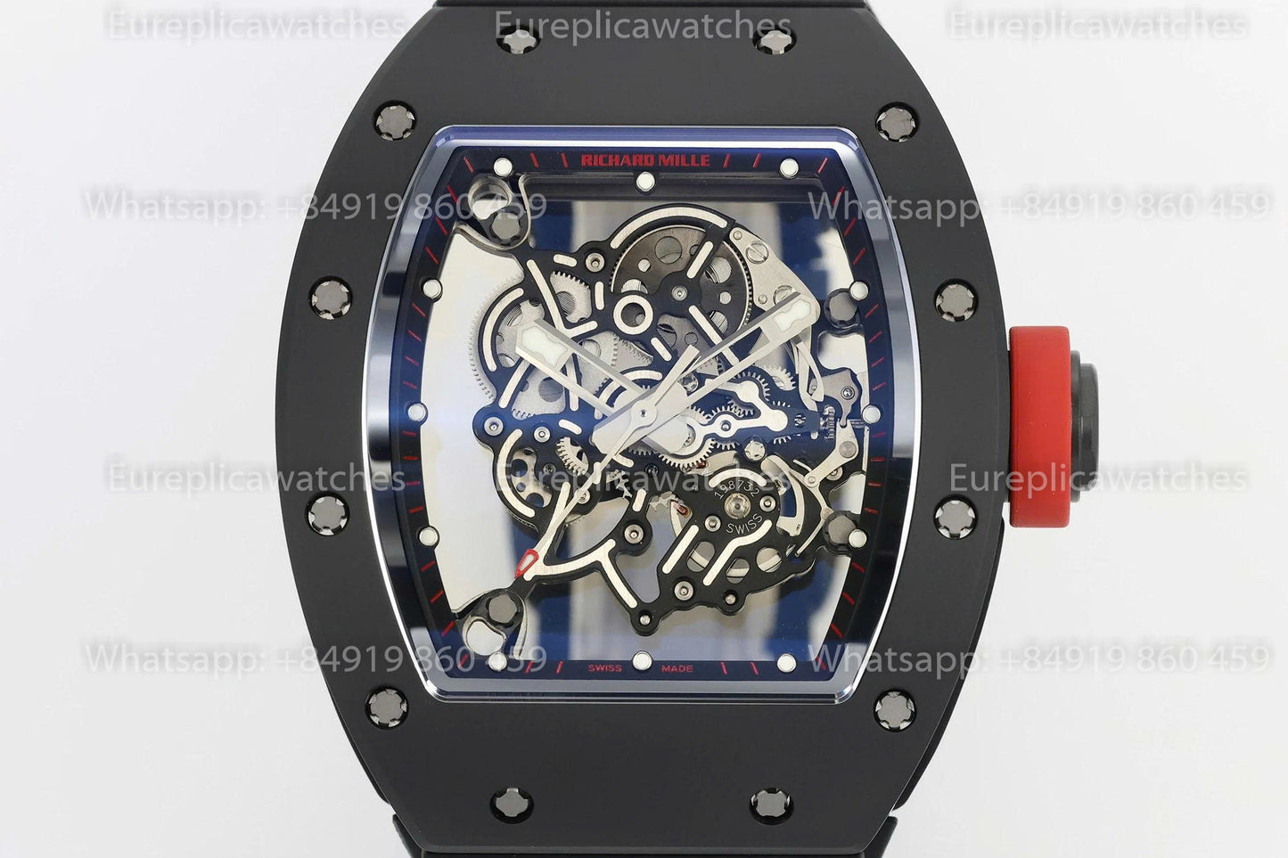 ZF Factory - RICHARD MILLE RM055 NTPT V3 Boîtier en céramique noire Couronne rouge