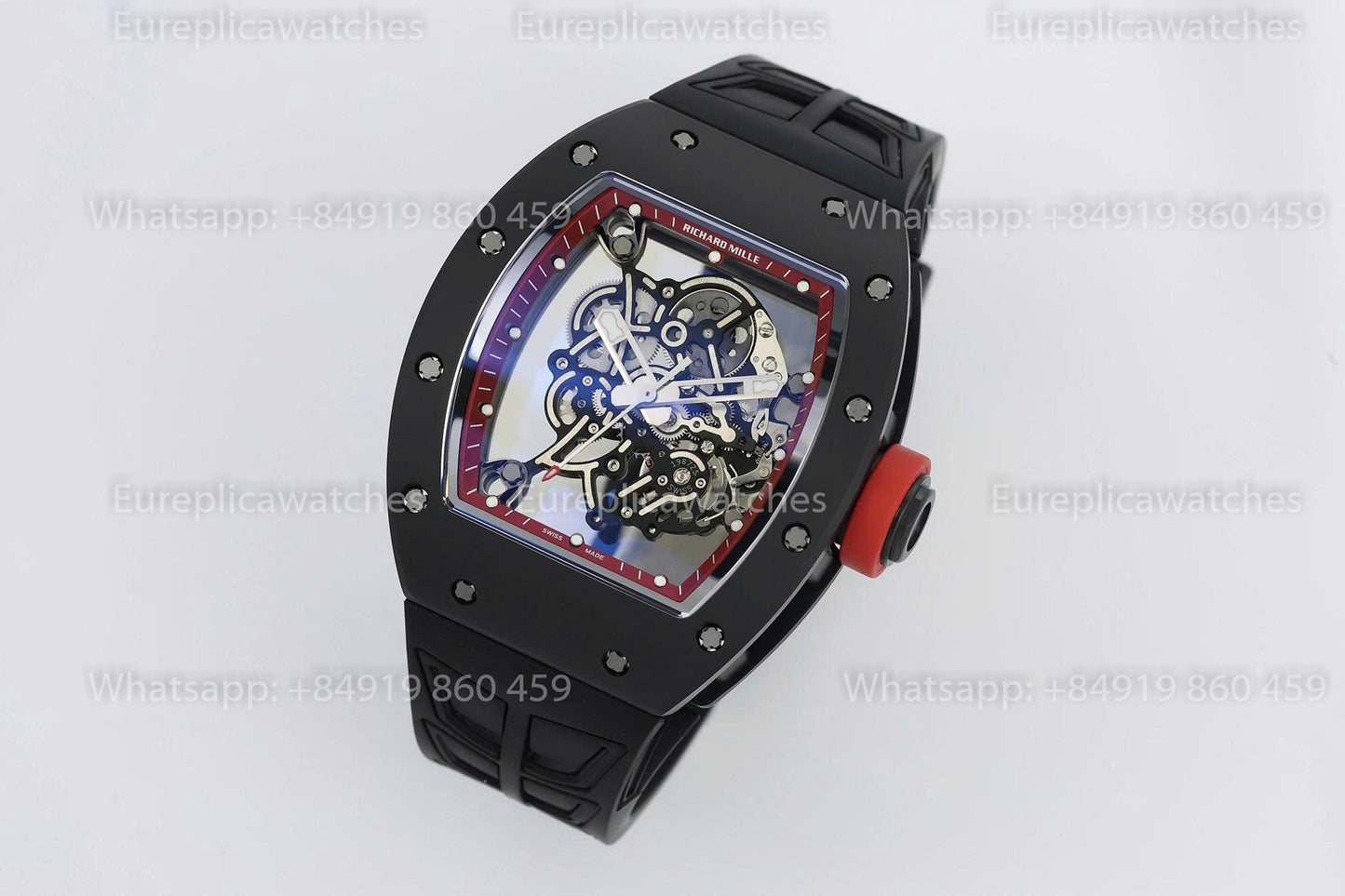 Usine ZF - RICHARD MILLE RM055 NTPT V3 Boîtier en céramique noire Cadran rouge
