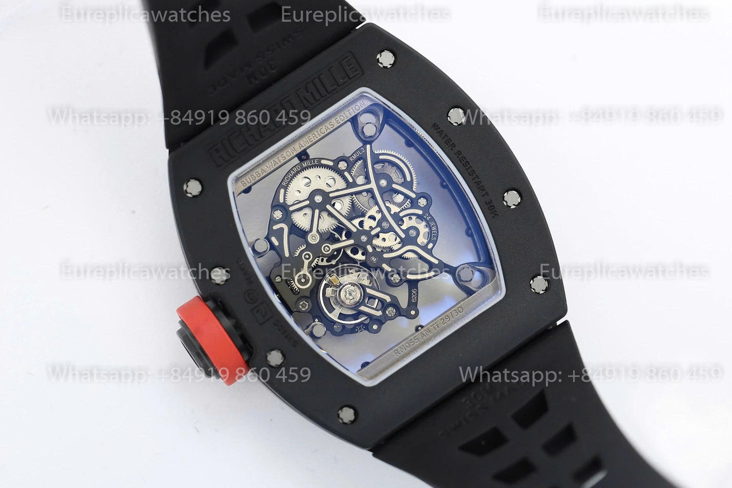 Usine ZF - RICHARD MILLE RM055 NTPT V3 Boîtier en céramique noire Cadran rouge