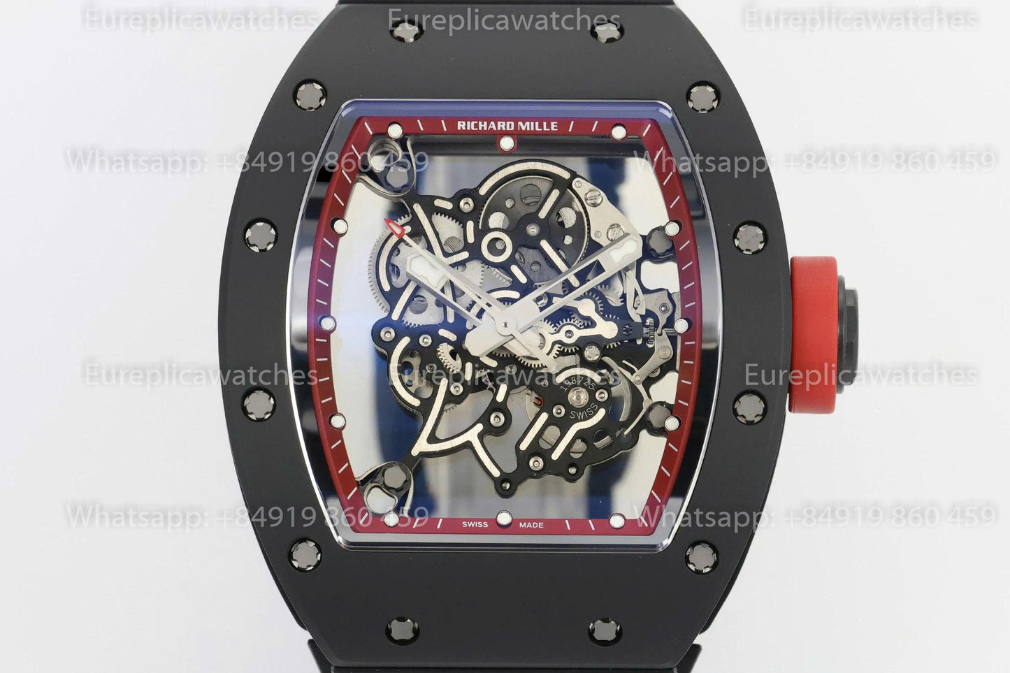 Usine ZF - RICHARD MILLE RM055 NTPT V3 Boîtier en céramique noire Cadran rouge