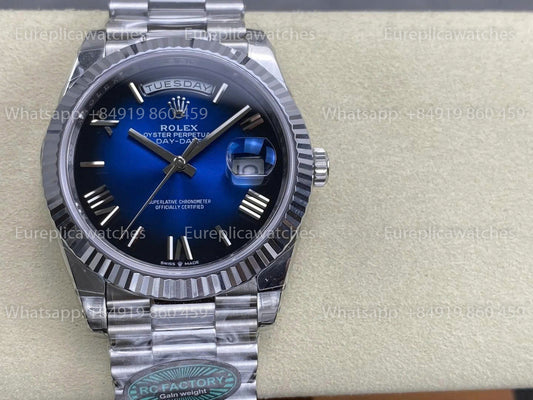RC Factory - Rolex Day-Date 40mm White Gold M228239-0007 Blue Dial